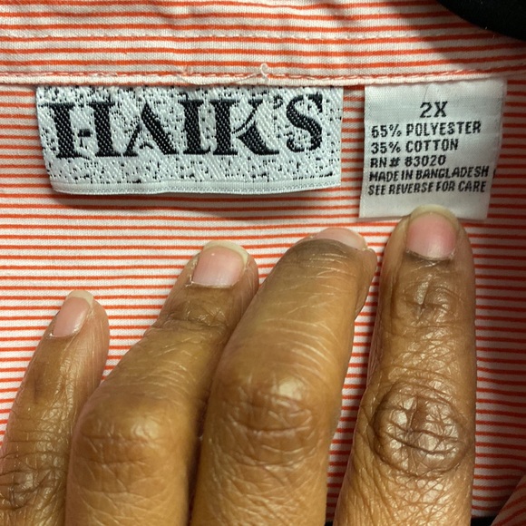 Hail’s Red & white pinstripe button the front blouse embroidered detailing sz 2X - Picture 4 of 6